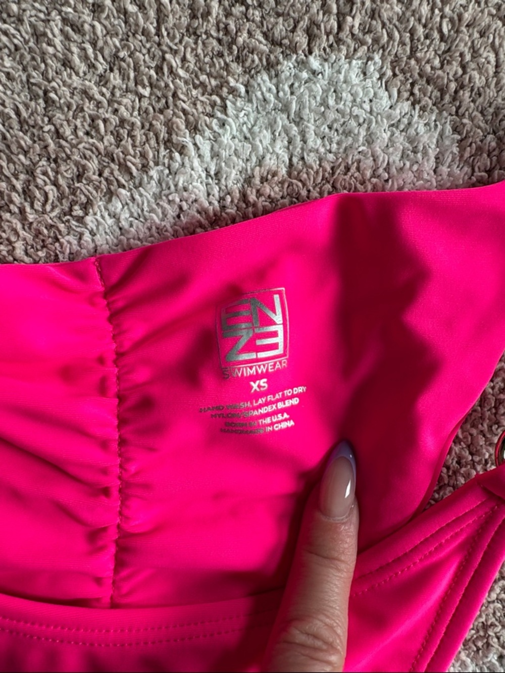ENEZ Hot Pink Triangle String Bikini Set - Picture 2 of 8